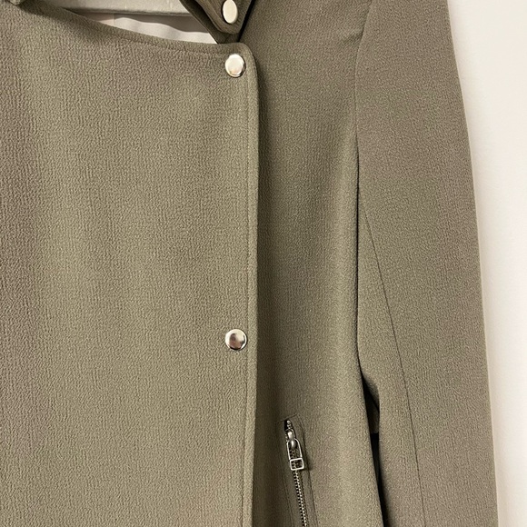 Wilfred Mayet Jacket - Sage Green Japanese Crepe Moto Coat - Size Small - Picture 8 of 14